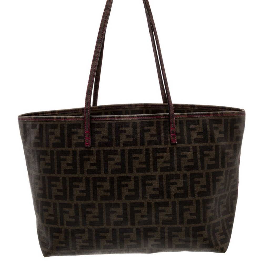 Fendi Dark Brown and Black Logo Tote